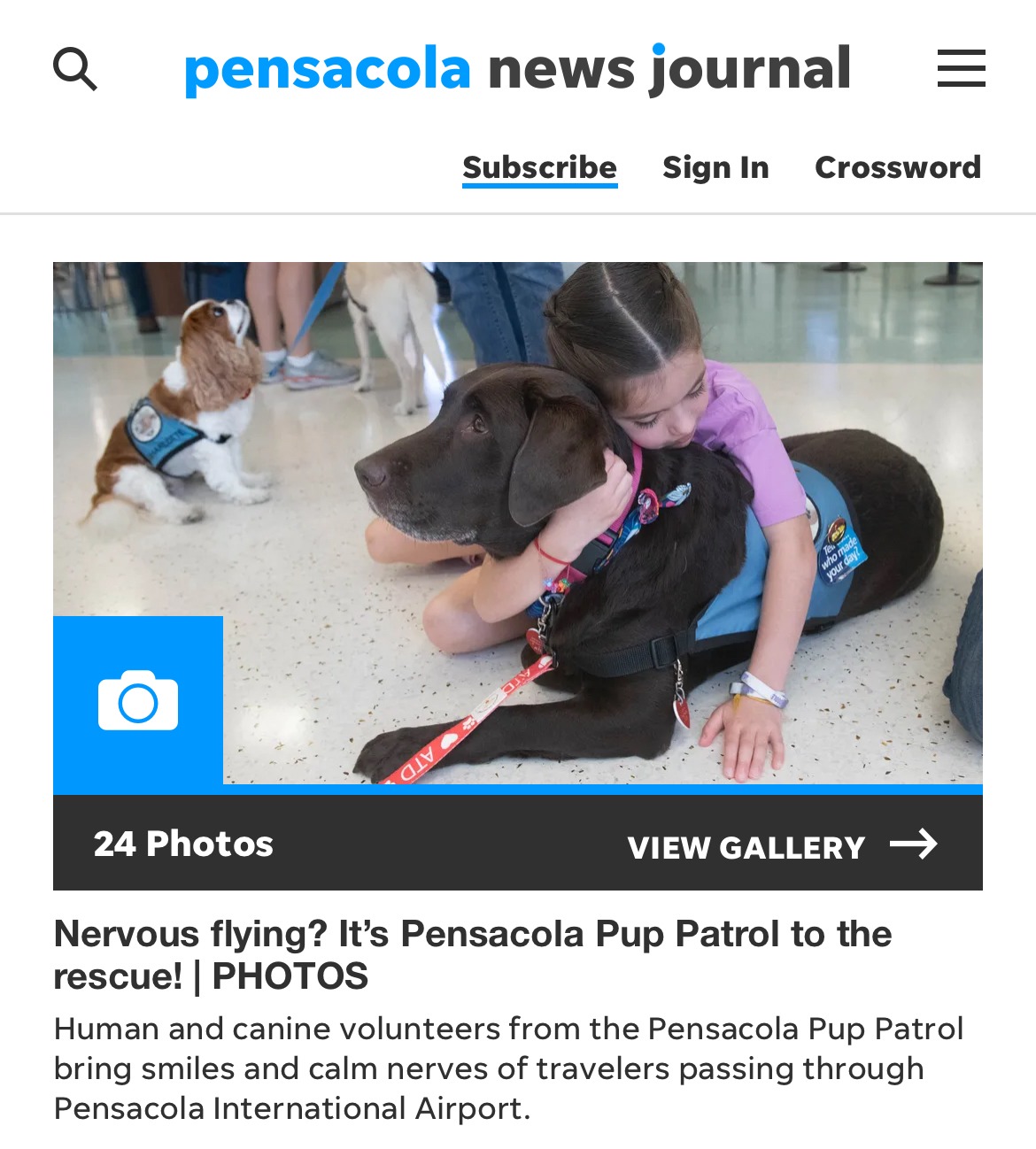 Child hugging one of the dogs from Pup Patrol